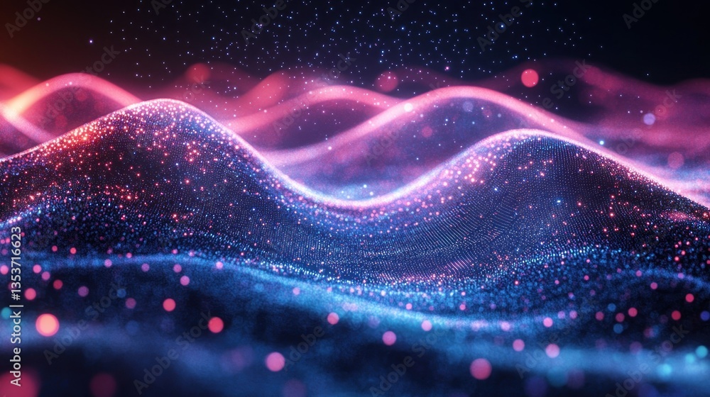 Aufkleber abstract digital landscape with flowing particles of light creating a futuristic and mesmerizing wav