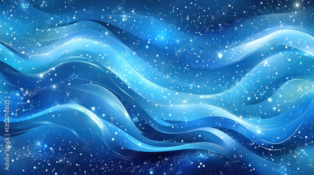 Poster serene celestial flow with radiant stardust trails creating a tranquil and dreamy abstract landscape
