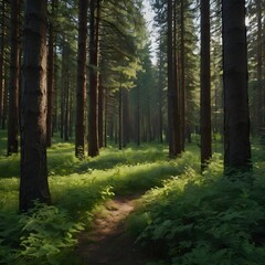 Naklejka premium footpath in the woods