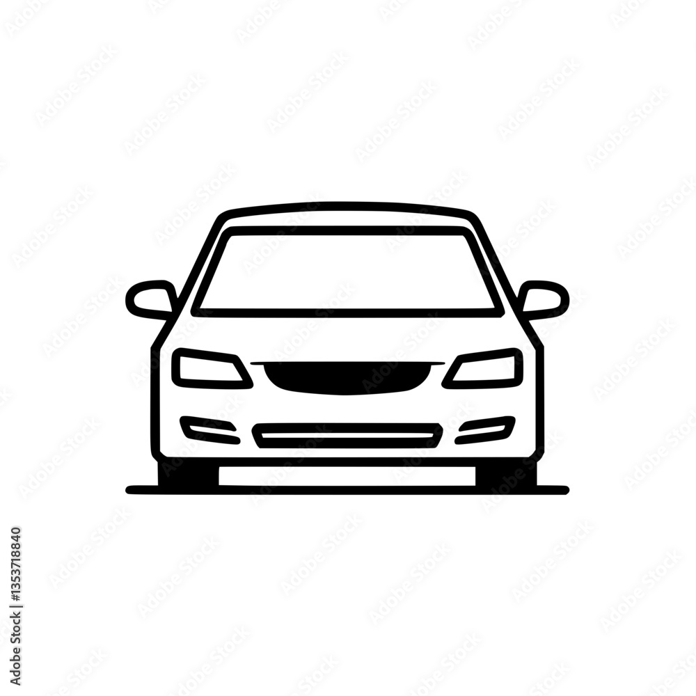 Aufkleber a simplistic front view illustration of a car rendered in a bold and design ideal for representing a