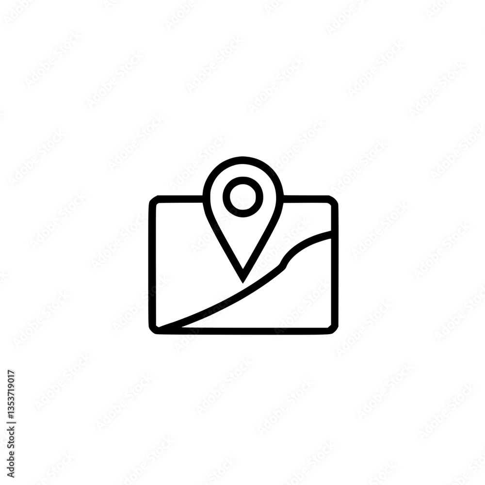 Poster map icon featuring a location pin useful for indicating addresses navigation apps or travel destinat