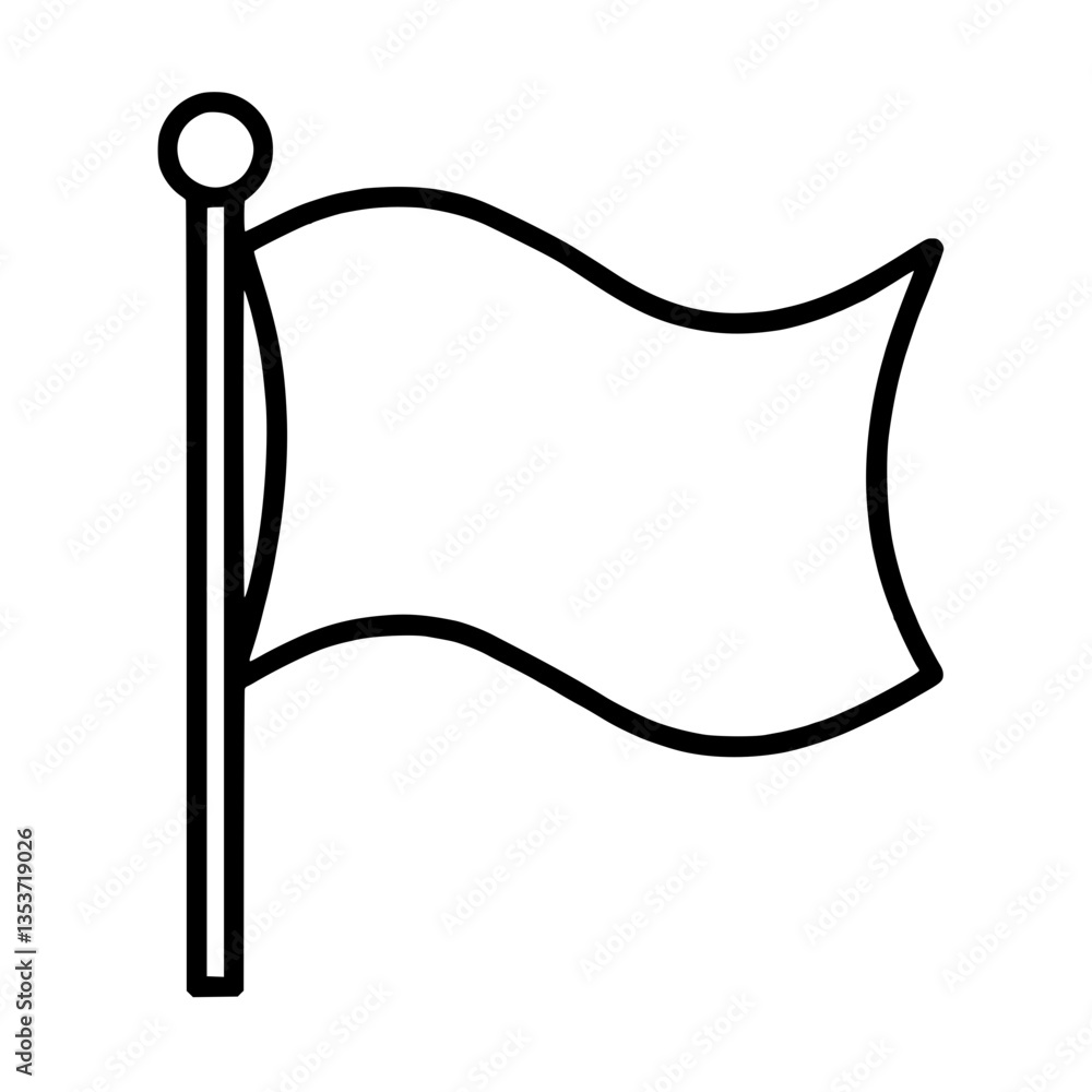 Poster illustration of a wavy flag on a pole the flag is blowing gently set against a plain simple and clea