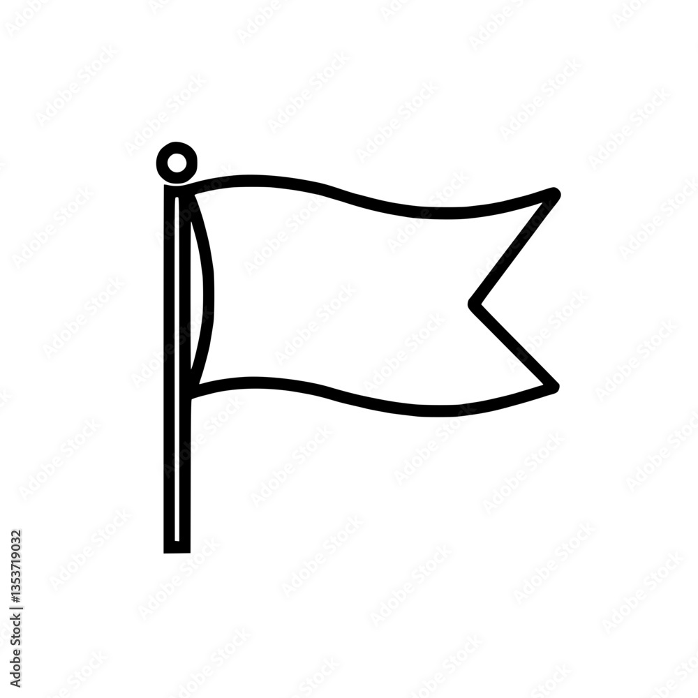 Poster outline of a simple pennant style flag on a pole symbol used to mark position or signify an accompli