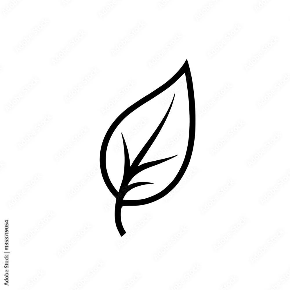 Poster elegant leaf outline against a pristine simple and nature-inspired drawing of a leaf with beautiful 