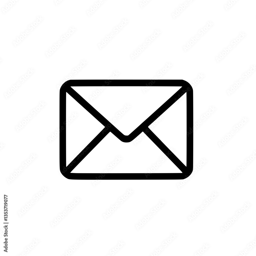 Poster simple outline of an envelope against a symbol for messaging correspondence or communication