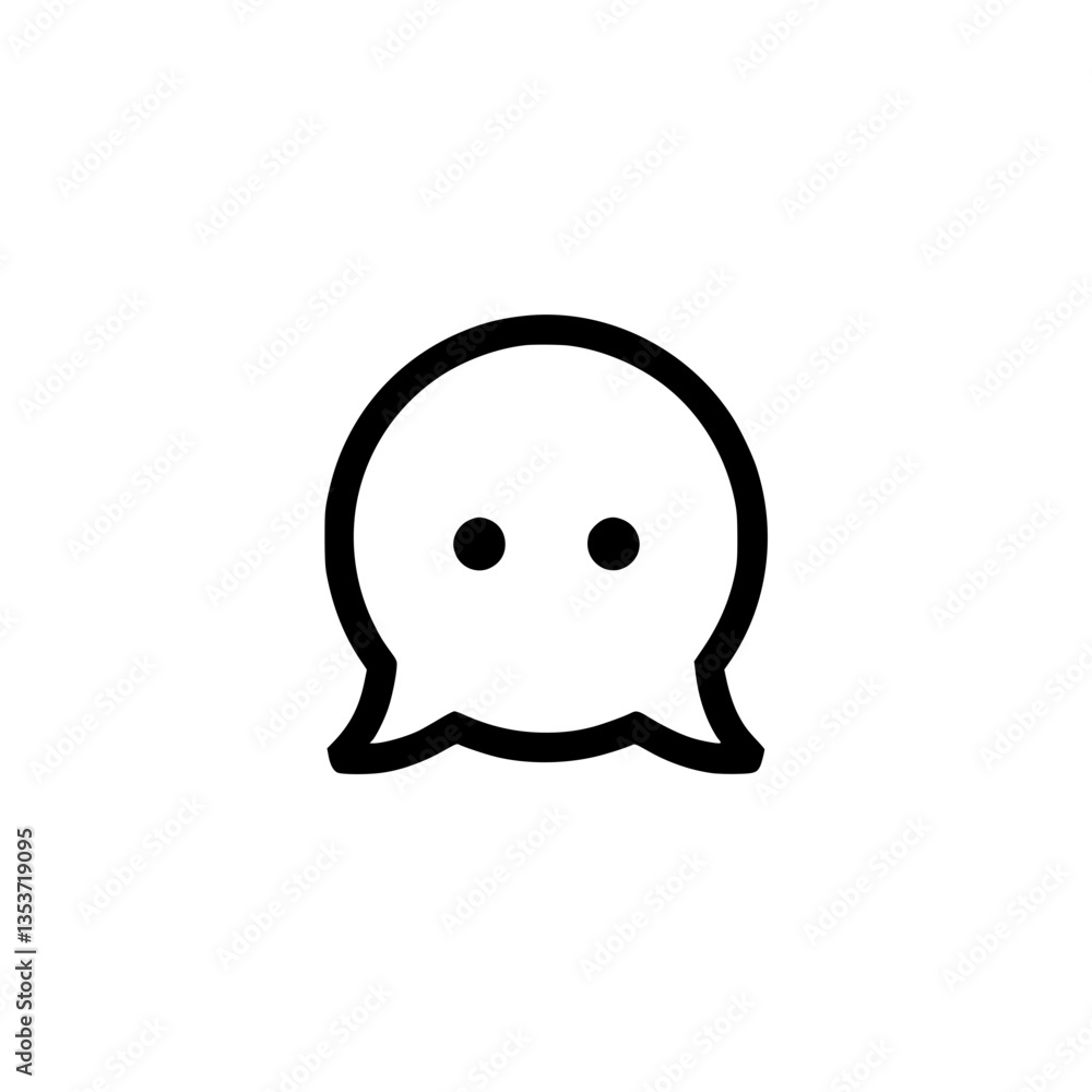 Poster abstract speech bubble graphic with two dots resembling eyes creating a minimalist digital communica