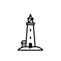 Coastal beacon line drawing on a hill a symbol of guidance and safety for ships at sea under a clear sky Navigation and exploration