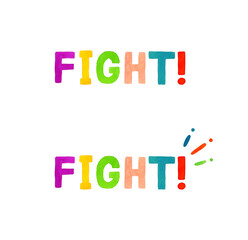 FIGHT!（ファイト）のかわいい手書き文字セット　手描き水彩イラスト素材
