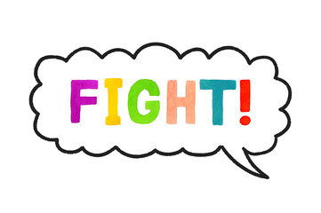 FIGHT!（ファイト）のかわいい手書き文字・吹き出し　手描き水彩イラスト素材