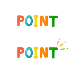 POINT（ポイント）のかわいい手書き文字セット　手描き水彩イラスト素材