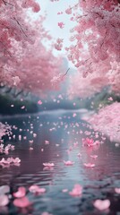 Pink water reflection with abstract winter textures