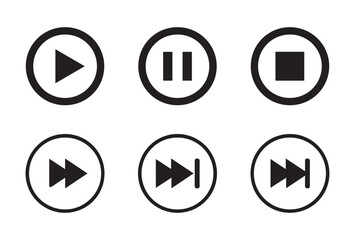 Media player icons. Play and pause buttons icon set, ideal for media players. Vector illustration Eps 10