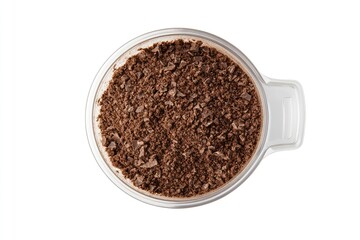 Crushed chocolate in a clear bowl