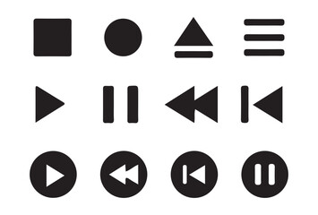 Media player icons. Play and pause buttons icon set, ideal for media players. Vector illustration Eps 10