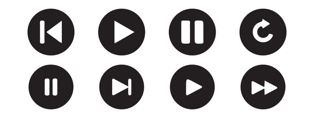 Play button vector icon. Media player icon transparent background. Play and pause buttons sign and symbol. Vector Illustration eps 10