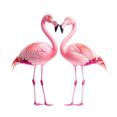 Fototapeta premium Elegant flamingos showcasing affection in a vibrant pose