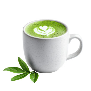 Creamy matcha latte with artistic foam design