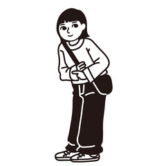 おしゃれ　ファッション　女性　線画　　ベクター