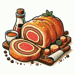 meat, food, traditional, slice, dinner, pastry, meal, beef, cooking, red, lunch, holiday, wellington, sauce, roasted, recipe, puff, cut, fillet, stuffed, steak, pie, christmas, tradition, ingredient, 