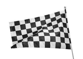 One racing checkered flag isolated on white