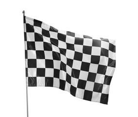 One racing checkered flag isolated on white