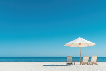 Fototapeta premium Beach chairs under sunny sky