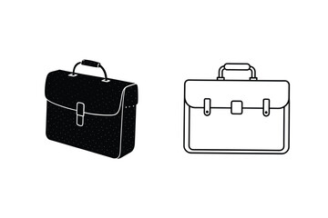 Briefcase Icons Black Silhouette and Outline Design Vector