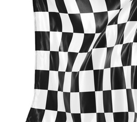 One racing checkered flag isolated on white