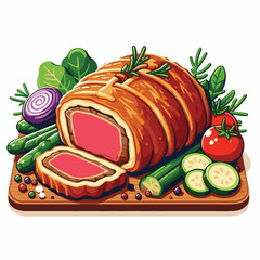 meat, food, traditional, slice, dinner, pastry, meal, beef, cooking, red, lunch, holiday, wellington, sauce, roasted, recipe, puff, cut, fillet, stuffed, steak, pie, christmas, tradition, ingredient, 