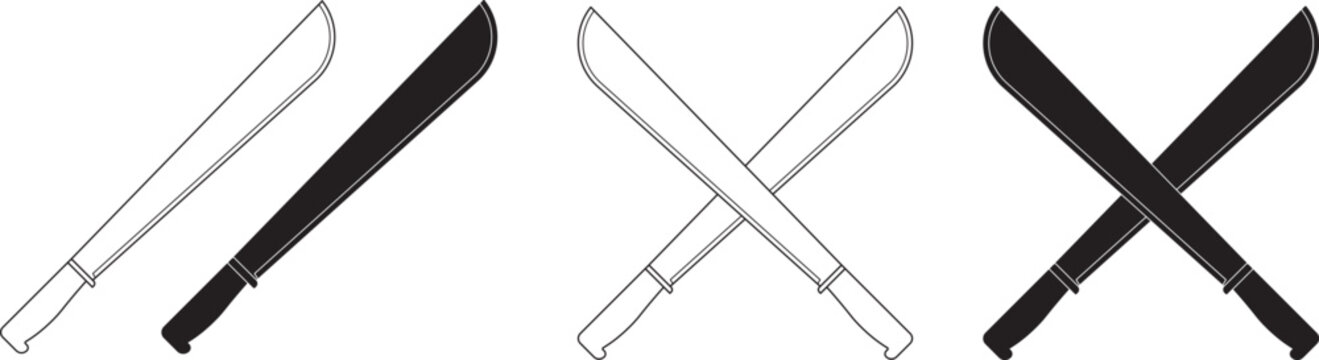 crossed machete icon set