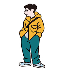 おしゃれ　男性　線画　　ベクター