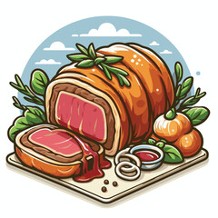 meat, food, traditional, slice, dinner, pastry, meal, beef, cooking, red, lunch, holiday, wellington, sauce, roasted, recipe, puff, cut, fillet, stuffed, steak, pie, christmas, tradition, ingredient, 