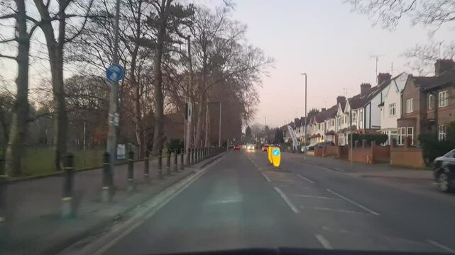 British Road and Traffic at Luton City of England UK. Dash Cam Footage Was Captured from Front Screen of Car during Travel on February 26th, 2025