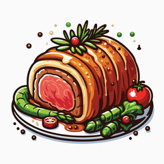 meat, food, traditional, slice, dinner, pastry, meal, beef, cooking, red, lunch, holiday, wellington, sauce, roasted, recipe, puff, cut, fillet, stuffed, steak, pie, christmas, tradition, ingredient, 