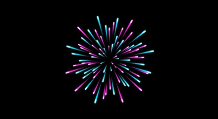 Abstract Burst Pink Blue Neon Fireworks Celebration Design
