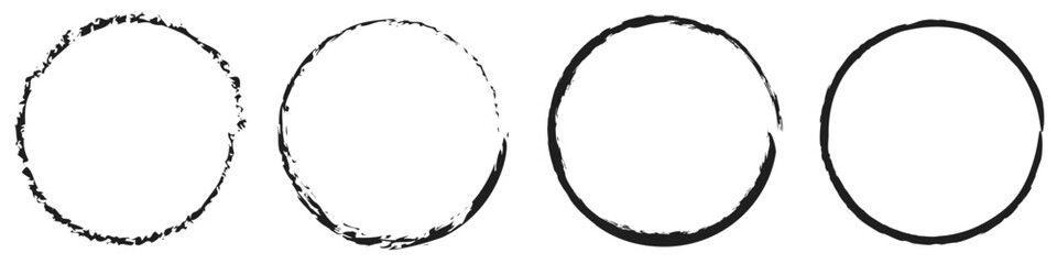 Hand drawn circle line sketch set. Circular vector image. Hand drawn circle with doodle patterns. Vector brush strokes circles of paint.