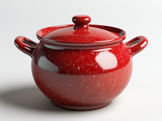 Elegant Red Enamel Dutch Oven with Lid, a Classic and Functional Kitchen Essential for Slow Cooking, Stewing, and Baking, Perfect for Hearty Meals