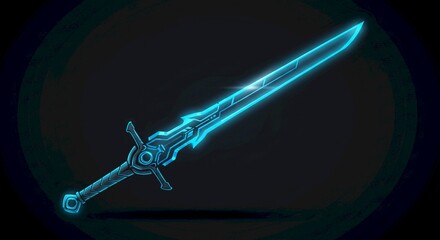 Futuristic Blue Glowing Sword Fantasy Weapon Sci Fi Game Art