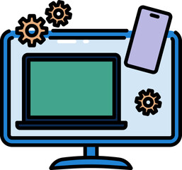 Technology review channel line icon