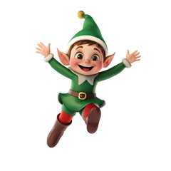 Excited Christmas Elf Jumping