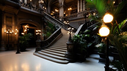Naklejka premium Grand Staircase in a Luxurious Mansion