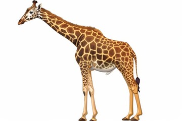 Cute cartoon giraffe on white background close-up