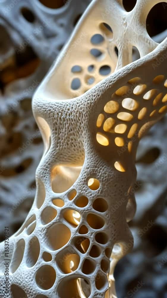 Poster intricate sculpture showcasing patterns and textures illuminated by ambient light in an art exhibit