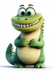 Fototapeta premium cute 3D crocodile character isolated on white background