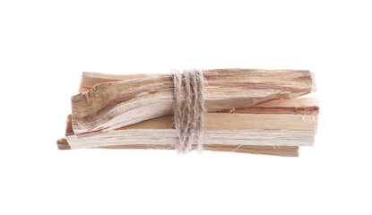 Bunch of palo santo sticks on white background