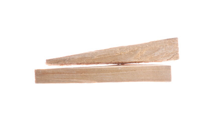 Two palo santo sticks on white background