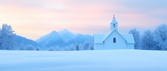 Winter church landscape