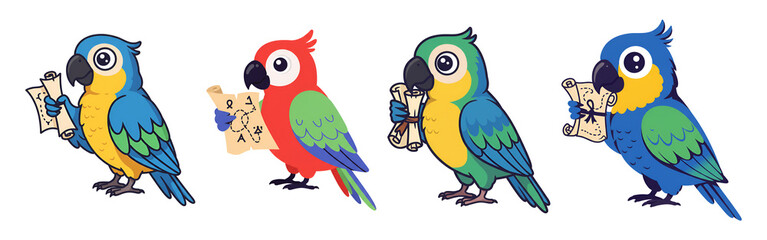 Fototapeta premium Colorful Parrot Holding a Tiny Treasure Map in Its Beak