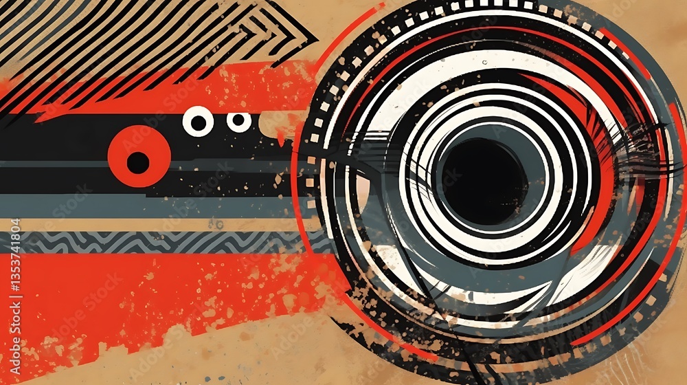 Poster Abstract Concentric Circles and Geometric Patterns Design