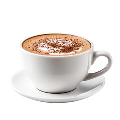 Creamy hot chocolate topped with cocoa powder